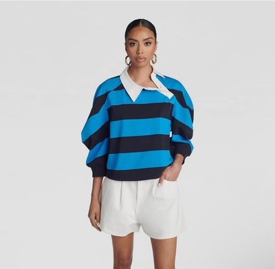 KBB by KAHLANA Women's 'The Striped Crewneck T-Shirt' - Navy Blue Size Large