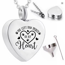 CAT DOG PET URN ASHES ANIMAL Pendant on 20" 925 Plated Sterling Silver Necklace