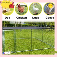 10x10 ft Outdoor Dog Playpen Large Cage Pet Exercise Metal Fence Kennel Roof USA