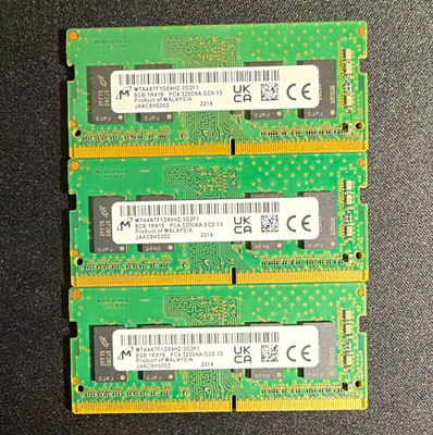 Micron 24GB (3x8GB) DDR4 SO-DIMM PC4-3200AA 260-Pin ECC MTA4ATF1G64HZ-3G2F1