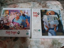 2-Buffalo Games Dog Days 750 Pc Puzzles-A ROOMFUL OF NAUGHTY PUPPIES- DOG GONE..