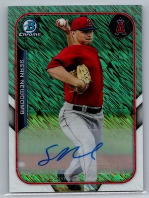 2015 Bowman The Farm's Finest Chrome Mini Shimmer Ref Auto Sean Newcomb #FFM-SN