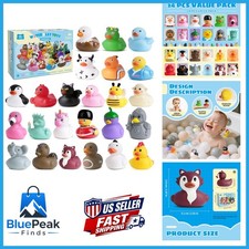 Grarain 24 Rubber Ducks, Toddler Bath Toys, No-Hole Bathtub Toys Baby Pool Toys