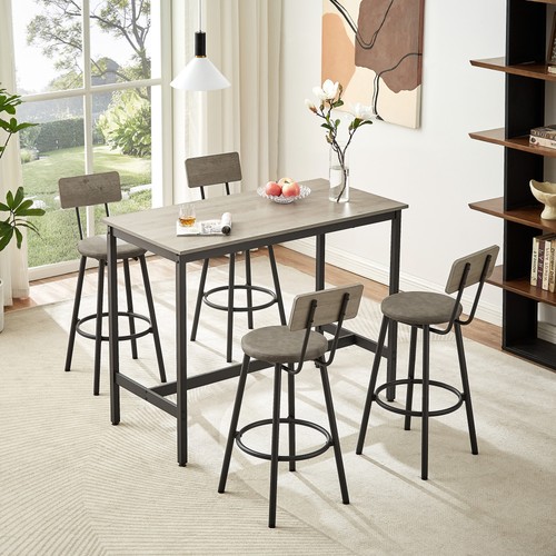 Set of 5 Kitchen Dining Table Set with 4 Bar Chairs for Kitchen Breakfast Table - Picture 3 of 14