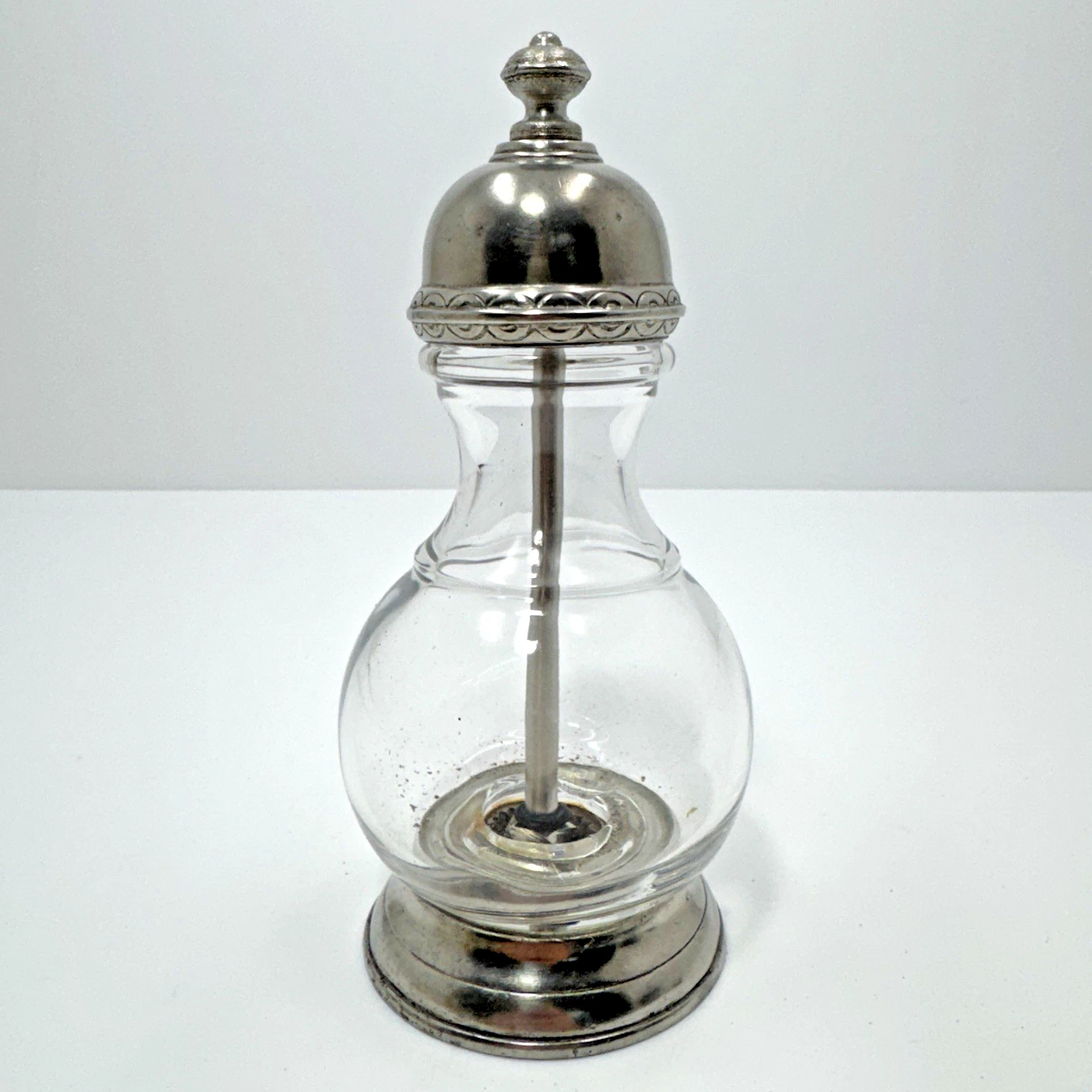 Rare Chiarugi Italian Match 95 Pewter & Glass Lucca Pepper/Salt Mill Grinder