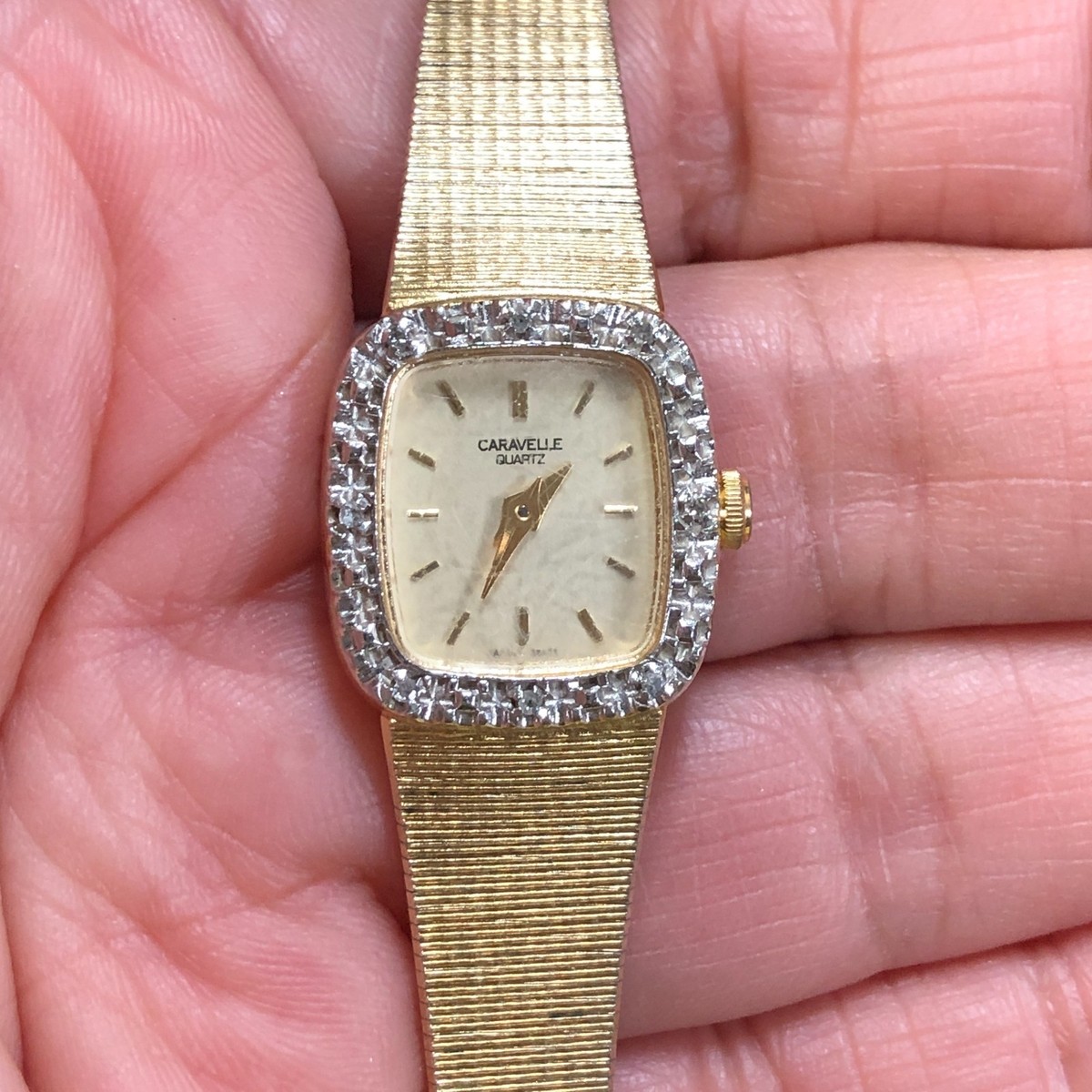 Caravelle Bulova Woman Dress Gold Tone Oval 22mm Quartz Anheuser Busch Employee Vintgae Caravelle by Bulova Ladies Gold Silver Circle Dress  main image 2