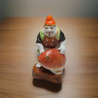 VINTAGE KUTANI EBISU GOD OF GOOD FORTUNE/LUCK MORIAGE PORCELAIN FIGURINE Marked