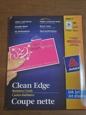 Avery #38871 Ink-Jet Printer Clean Edge White Business Cards Brand New Sealed 