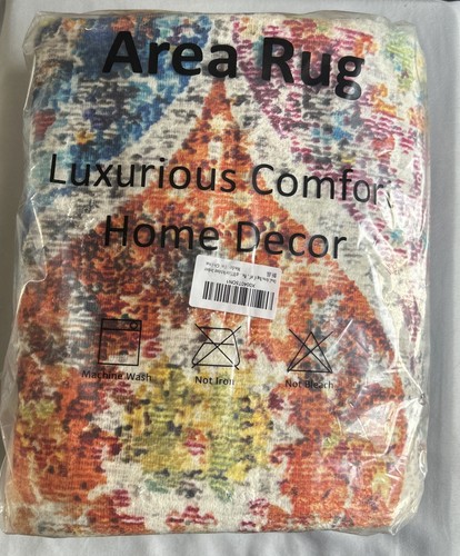 Moguvin Washable Oval Area Rug Colorful Floral & Paisley Indoor/Outdoor Non Slip - Picture 4 of 5