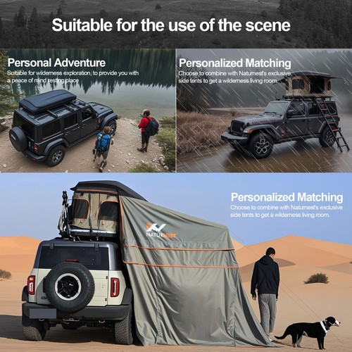 Naturnest Pop up Roof Top Tent ABS Hardshell Car Camping Tent for Single Person - Picture 8 of 12