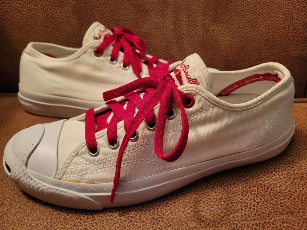 stadig Universitet Ære CONVERSE White Jack Purcell Rare &#034; RED &#034; Edition Sneaker Size 6  Mens | eBay