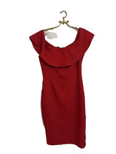 Zara Basic Red Off Shoulder DRESS Wiggle Bodycon Zara Basic Large