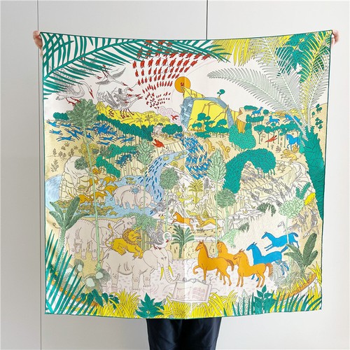 Animal Joy 14Momme Mulberry Silk Patterned Shawl Scarf - Picture 24 of 25