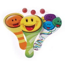 Dozen Assorted Smile Smiley Face Design Classic Wood Paddle Ball Games #1765
