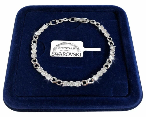 Braccialetto Tennis Tris Infinit Donna pl oro Bianco 18k con cristalli Swarovski - Foto 4 di 4