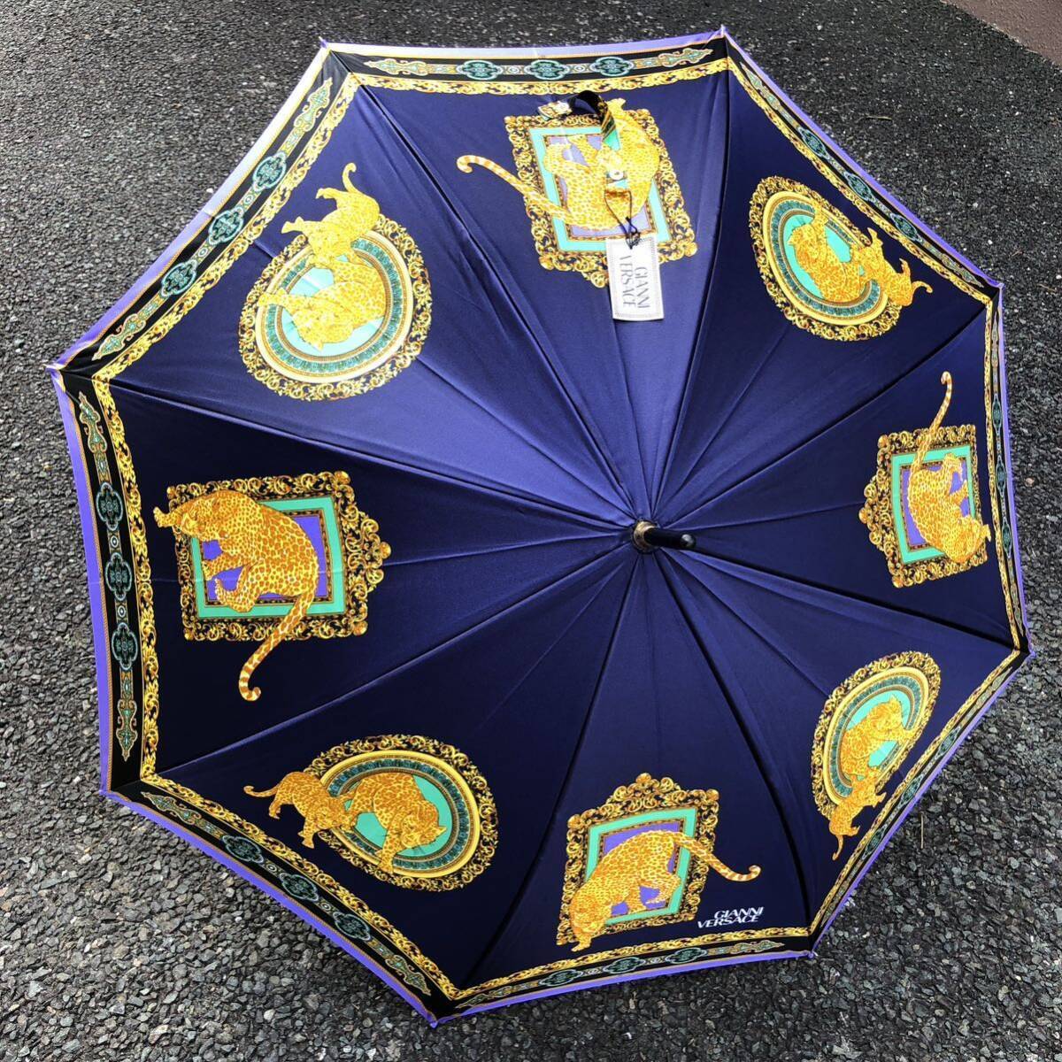 GIANNI VERSACE バロック柄 傘 ネイビー ゴールド GIANNI VERSACE Genuine Authentic Umbrella Multicolor Luxury
