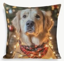 Golden Retriever Holiday Double Sided Christmas Throw Pillow Cover Home Decor