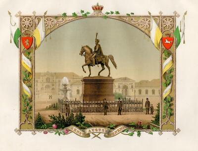 Ernst August Denkmal, Hannover. Original Lithographie von 1862