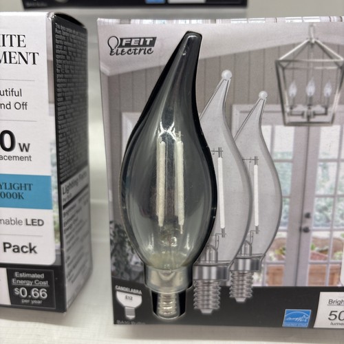 9 X Feit Electric Candelabra Dimmable LED Light Bulb Daylight E12 5000K 60W (B17 - Picture 2 of 7