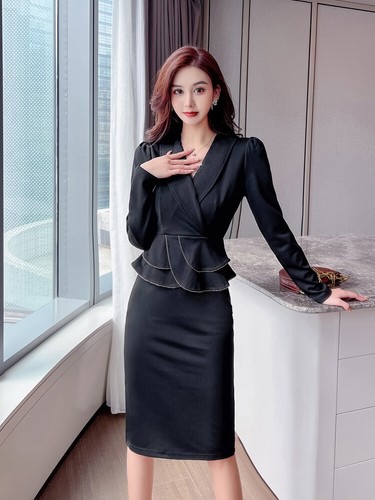 Office Dress Women Work Midi Long Sleeve V-Neck High Waist Peplum Size 2 4 6 8 - 第 29/32 張圖片