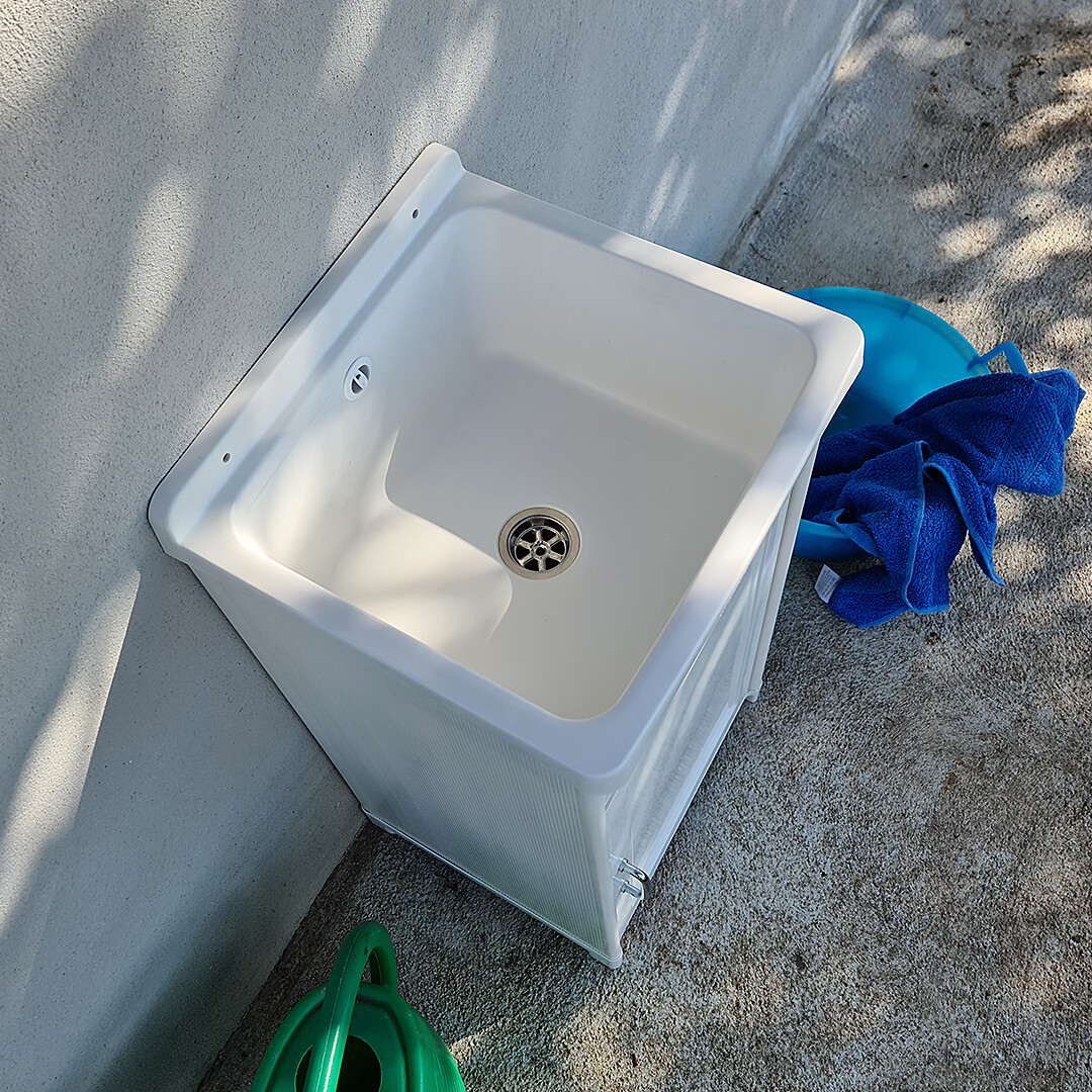 Mobile Lavatoio Adventa In Resina - 60x50x85 Cm, Bianco, Made In Italy - Foto 8