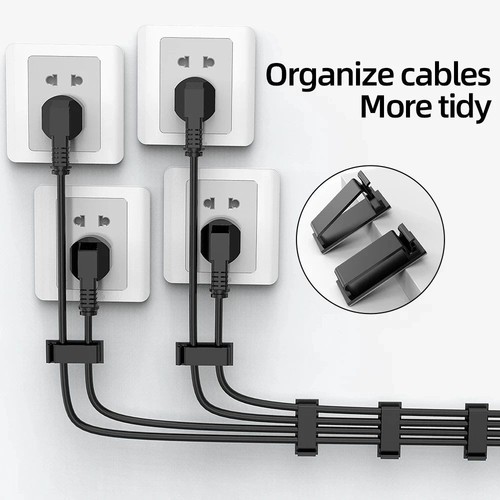 10-100X Cable Clip Self Adhesive Cord Management Wire Holder Organizer Clamp lot - Afbeelding 19 van 30
