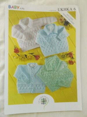 BRANDNEU BABY STRICKMUSTER 4-fädig UKHKA 6 ENTHÄLT VORZEITIGE GRÖSSEN 12 - 22 Zoll