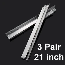 Knobonly 21" Soft Close Under-Mount 3 Pair Full Extension Drawer Slides 85 lb ca