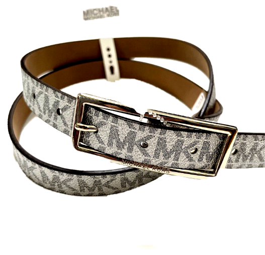 Michael Kors MK Women’s silver tone logo belt size M Michael Kors Black Leather Belt 554749 Size Medium Silver MK  main image 4