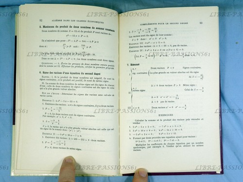 L'ALGÈBRE DANS LES CLASSES ÉCONOMIQUES, ROBERT CHAPPELLET, ÉDITIONS DUNOD, 1967 - Imagen 9 de 12