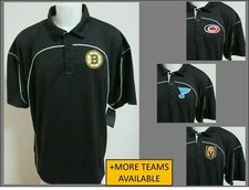 New Sz S Black Nhl Russell Athletic Mens Polyester 76L Golf Polo Shirt