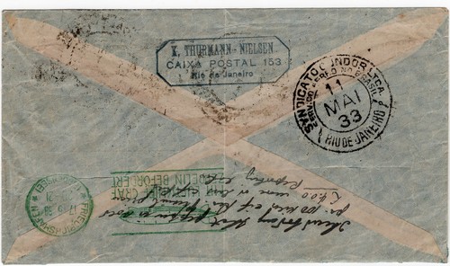 Zeppelinpost 1. Südamerikafahrt 1933 Brasilianische Post Bst violett nach London - Bild 2 von 2