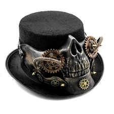 Men Steampunk Skeleton Top Hat Gothic Skull Gears Party Gears Punk Hat