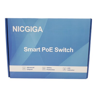 NICGIGA 26 Port Powered PoE Switch with 24 Ports 10/100Mbps, Gray Metal - 320wat