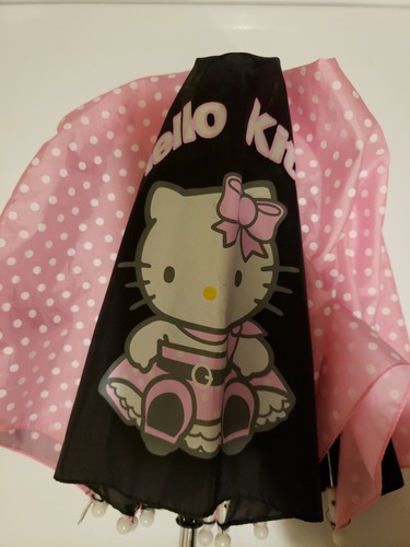 Sanrio Hello Kitty Youth Umbrella Pink Polka dot & black - Picture 1 of 5