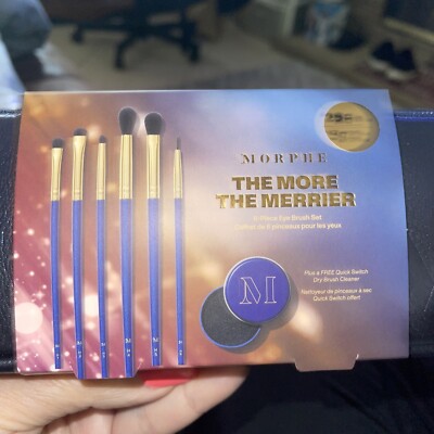 New MORPHE - ''THE MORE THE MERRIER''- 6 Piece Eye Brush Set & Bag & Brush Cleaner