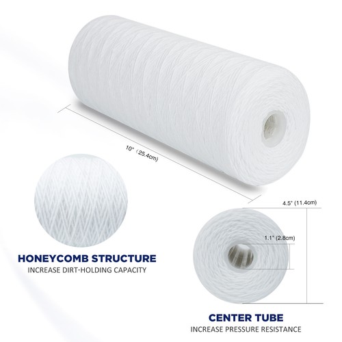 Membrane Solutions 5 Micron 10" x 4.5" String Wound Sediment Water Filter 4-Pack - Picture 9 of 11