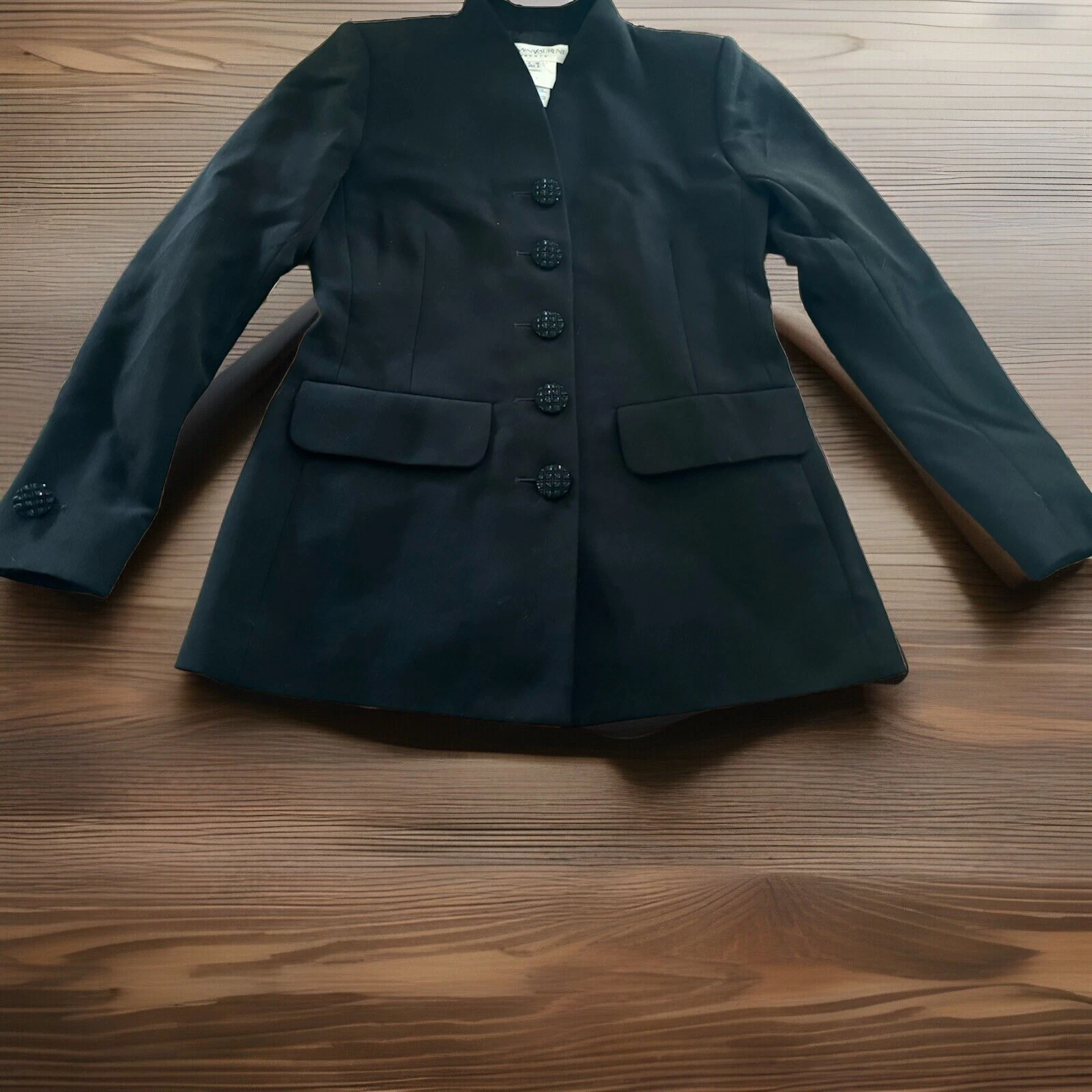 SAINT LAURENT (YSL) Giacca Blazer Vintage Yves Saint Laurent Encore anni '90 Lana Nera TAGLIA 6 YSL EVC ottime condizioni