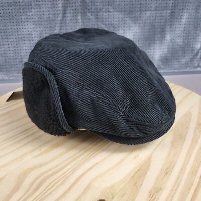 Goodfellow Co Corduroy Newsboy Cap Med/Lg Black Sherpa