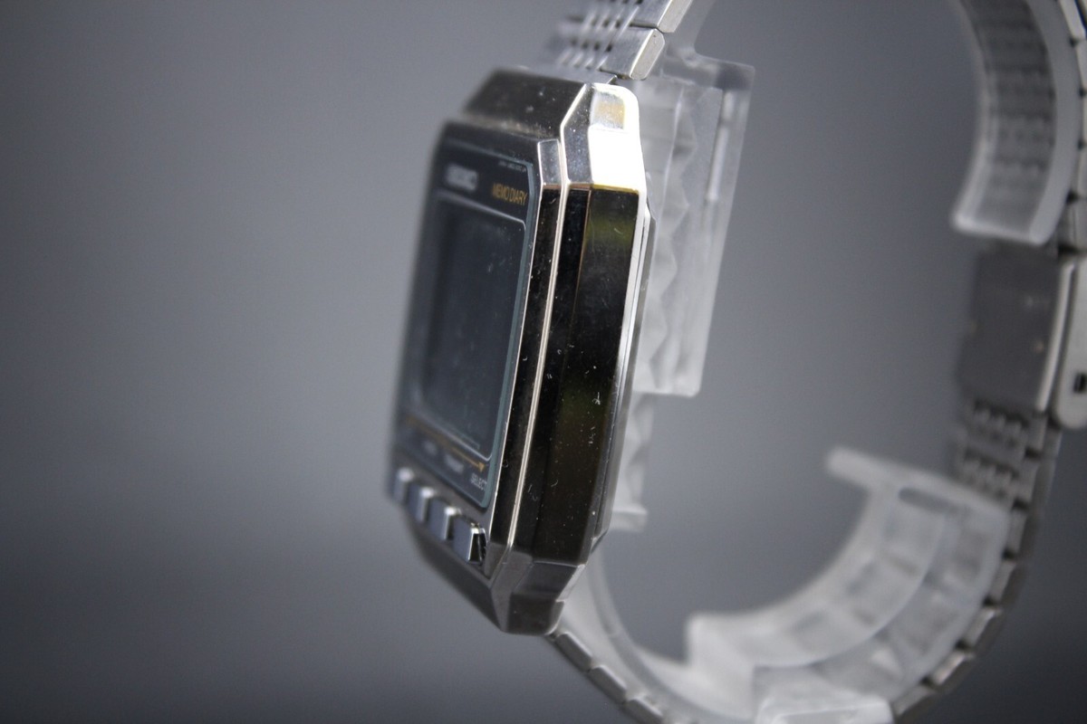 SEIKO MEMO DIARY RETRO WRIST WATCH UW02-0010 SILVER WORKING FINE