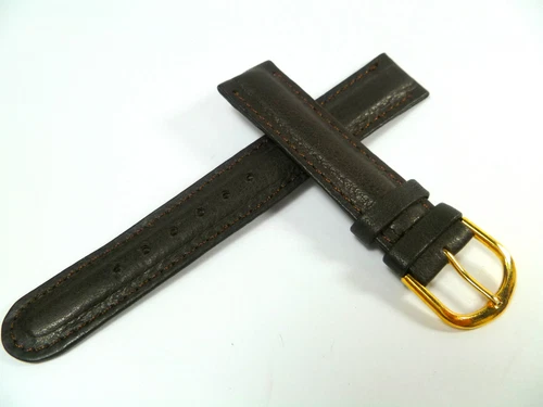 17mm DARK BROWN WATCH STRAP BAND DOMED WATCH BAND LEATHER 1733
