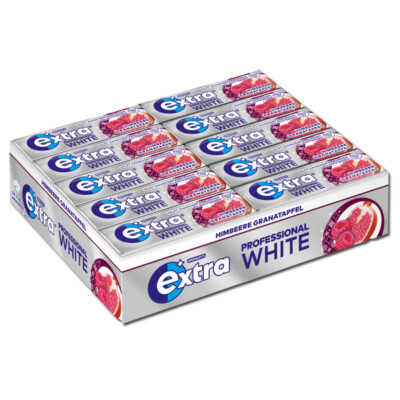 (45,19 /1kg) Wrigley Extra Professional White Himb. Granat, 30 Packungen je 14g