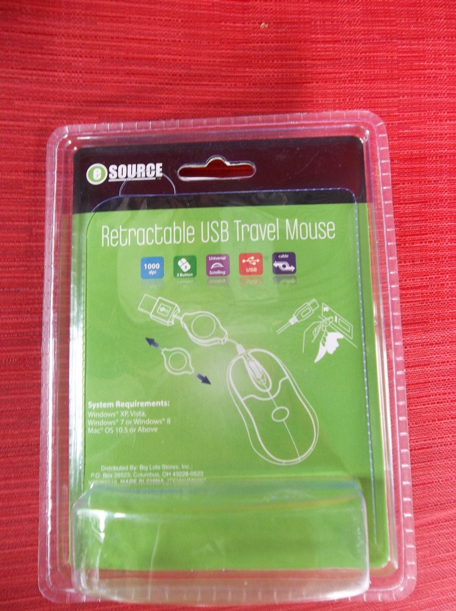 eSource Retractable USB Travel Mouse NEW In Package NICE
