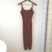 Urban Outfitters Rust Orange Jennifer Button Down Fitted Midi Dress Medium