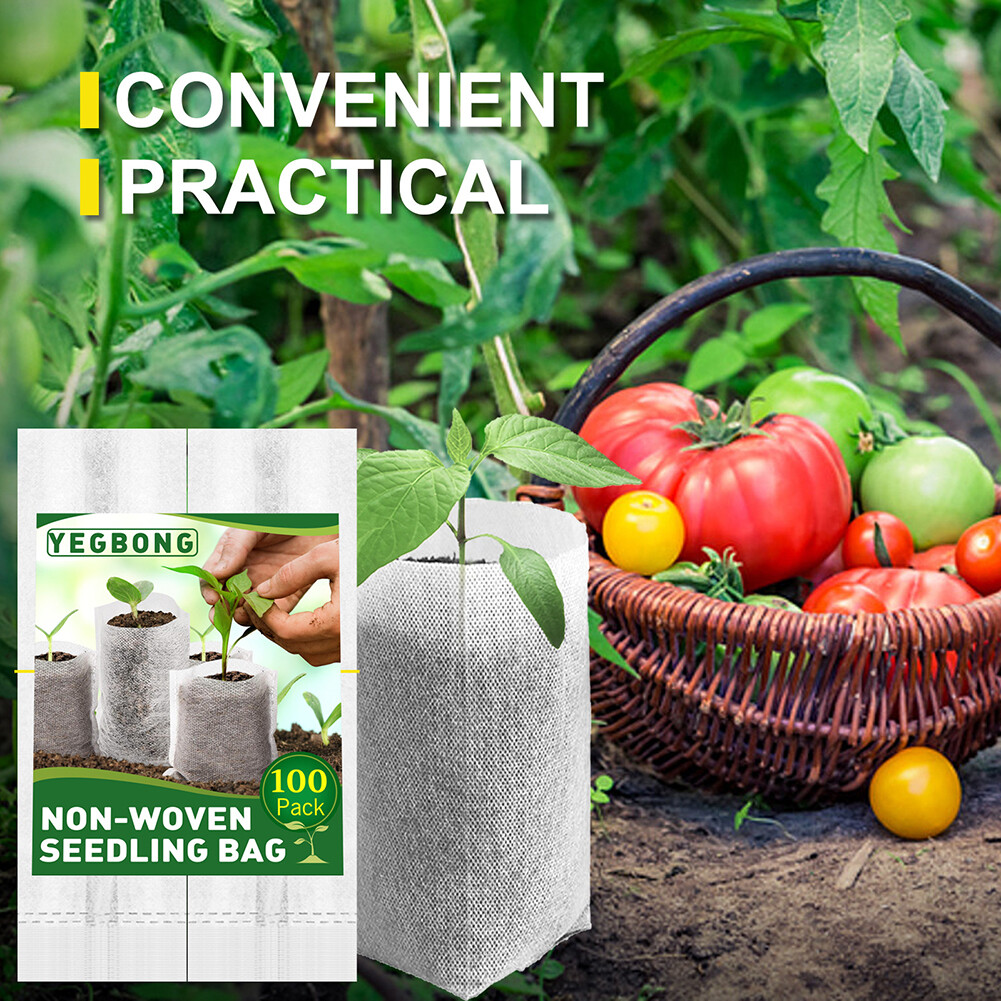 uk 100pcs Biodegradable Nonwoven Fabric Nursery Plant Grow Bags