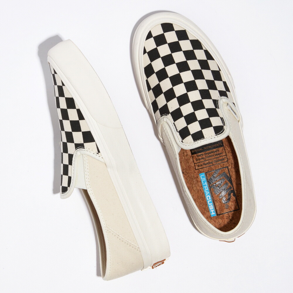 vans slip on eco theory checkerboard skate shoe natural