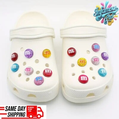 M & M's Sweets Bean Glitzer Schokolade Charms passt beliebten Kroko-Stil Schuhen UK