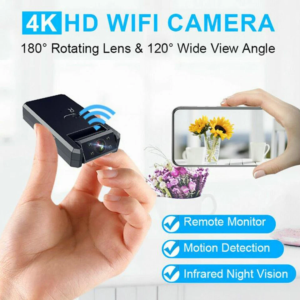 1080p HD 4K Mini Kamera Wireless Wifi IP Cam Home Security Nachtsicht DVR NEU - Bild 2 von 4