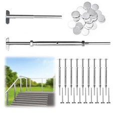 10 Pairs 1/8" Cable Railing Hardware Kit Drop Pin Turnbuckle Tensioner For Metal