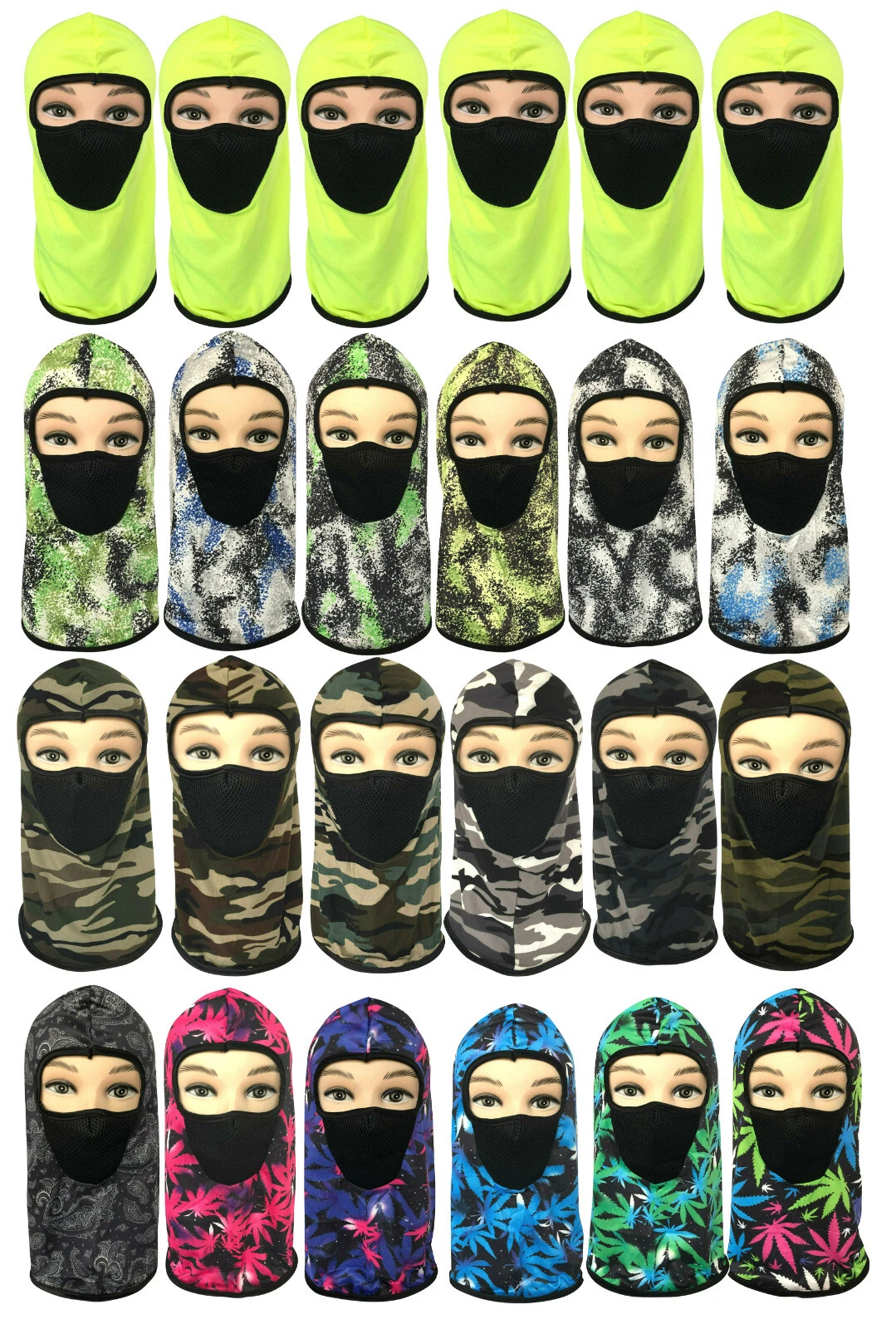 24 Pcs Men Women Light Weight Balaclava Mask Ski Motorcycle Full Face Mask Neck
